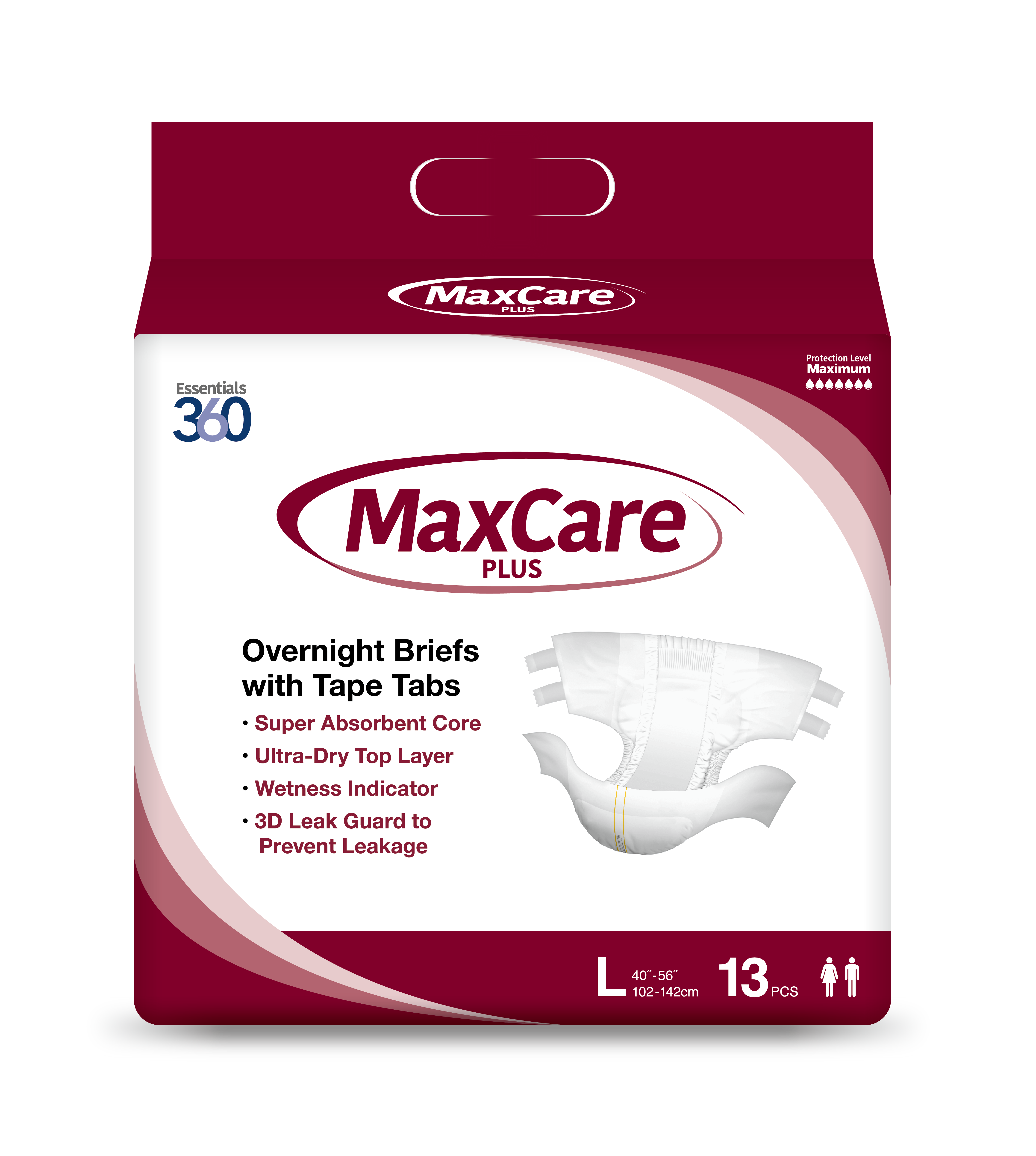 MaxCare Plus Overnight Briefs – Essentials 360
