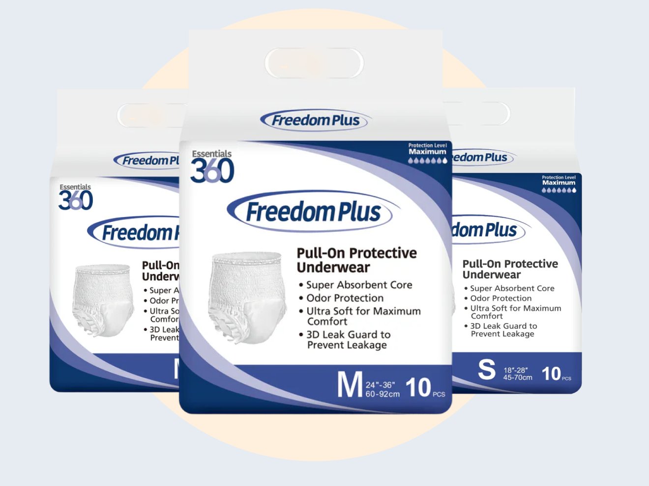 Freedom Plus packs in multiple sizes